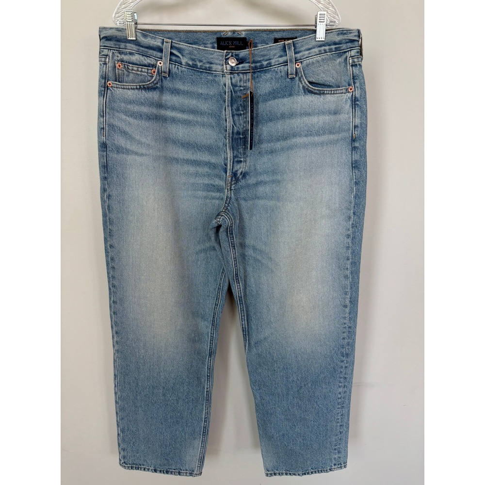 Alex Mill Bev Relaxed Straight Jeans Vintage Light Indigo Cotton Button Fly 33